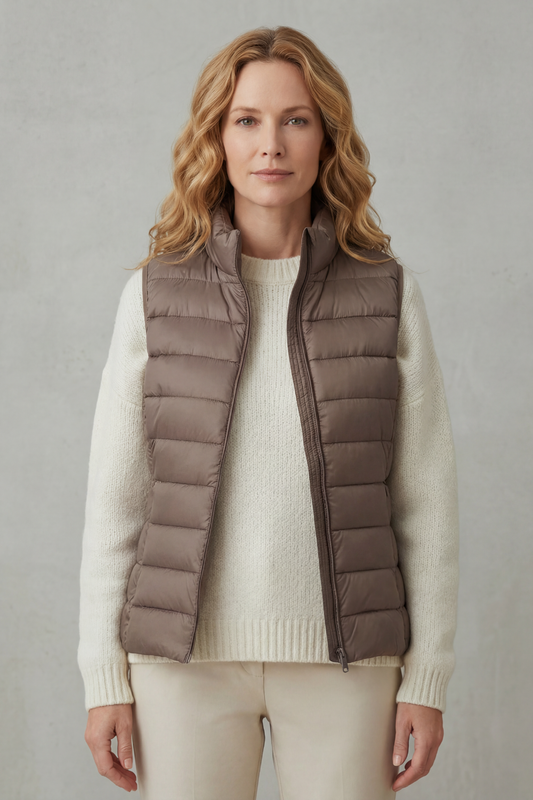 Gilet Women - Quilted Gilet with High Neck and Zip Front