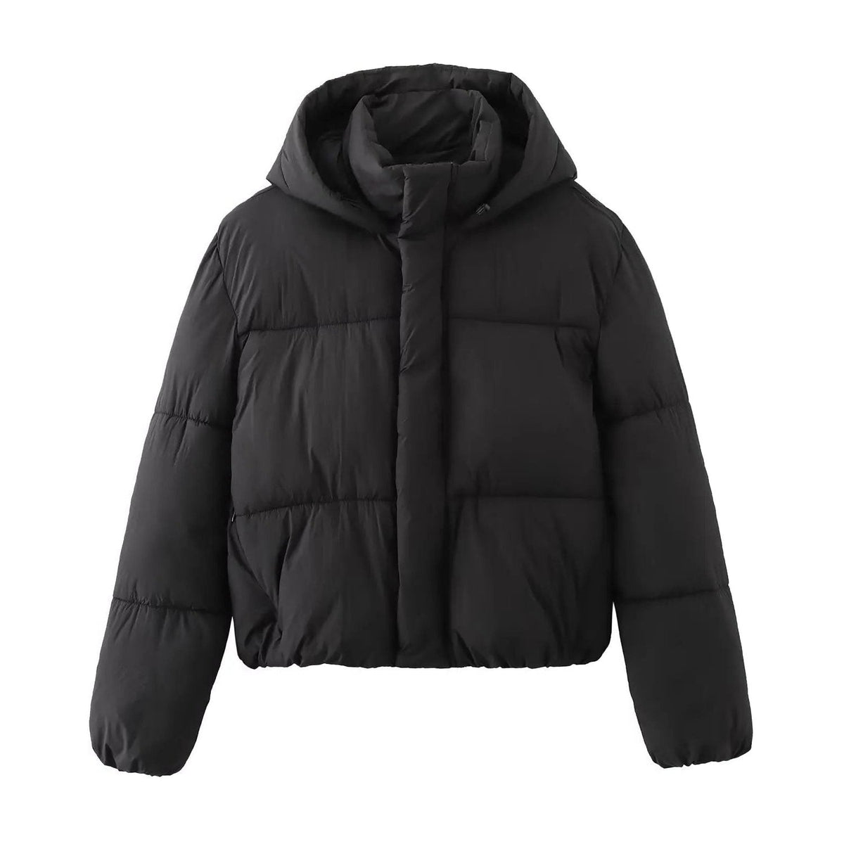 Jacket Women - Cropped Quilted Puffer Jacket with Hood