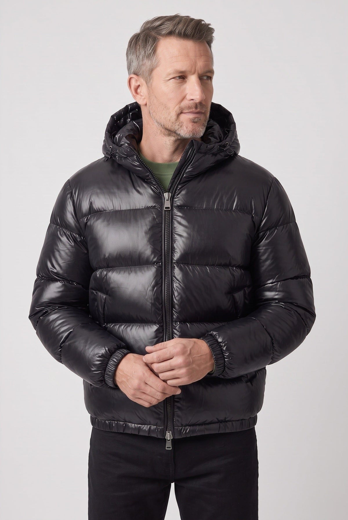 Jacket Men - Hooded Puffer Jacket with Full Zip