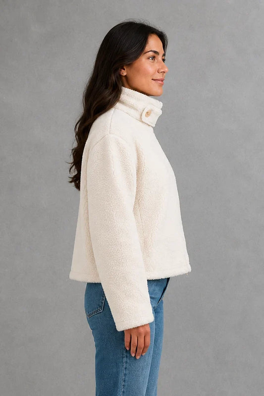 Jacket Women - Plush Fleece Jacket with Zip Front