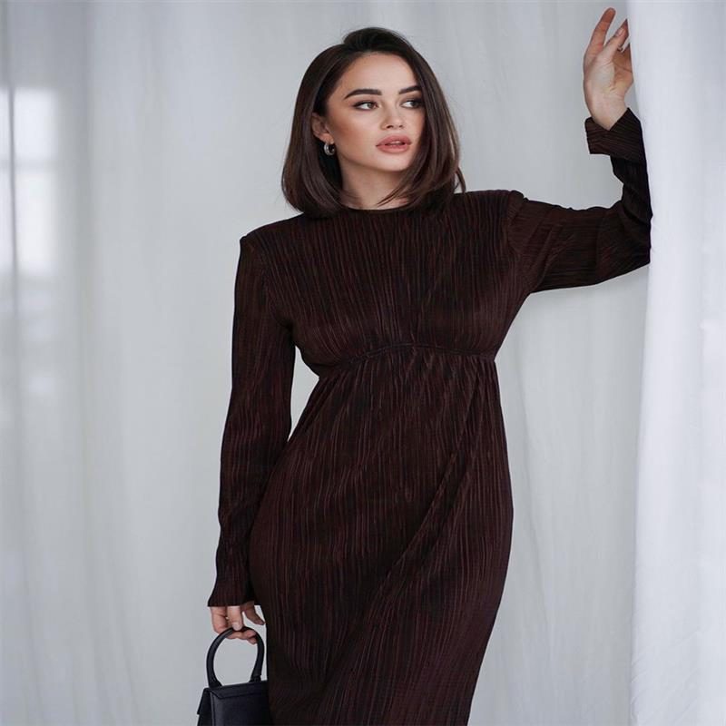 Maxi Dress Women - Ribbed Knit Maxi Dress with Crew Neckline