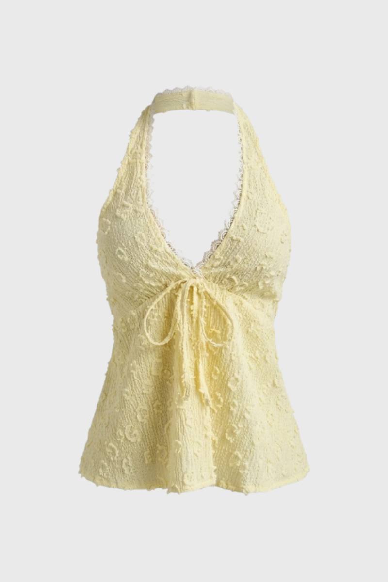 Top Women - Fitted Summer Top with Halter Neckline and V-Neckline