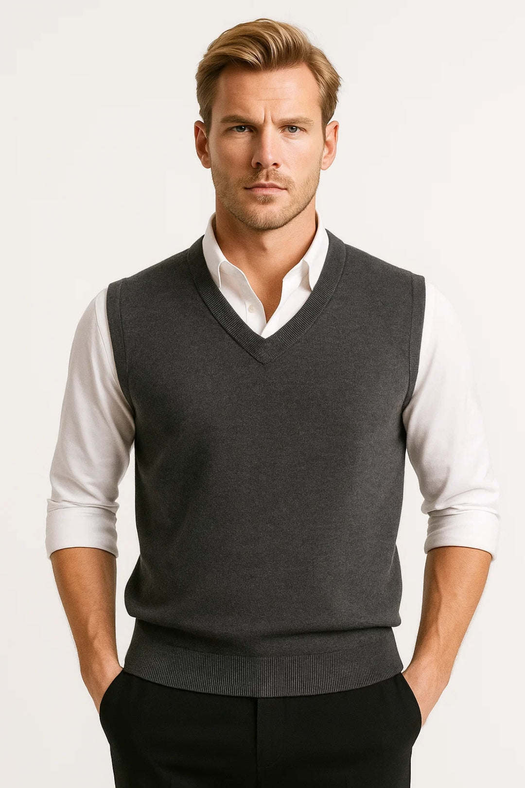 Pullover Men - Comfortable Pullover with V-Neckline