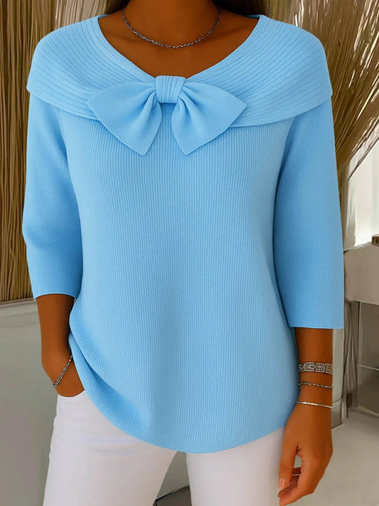 Pullover Women - Knit Detail Pullover with Bow Detail