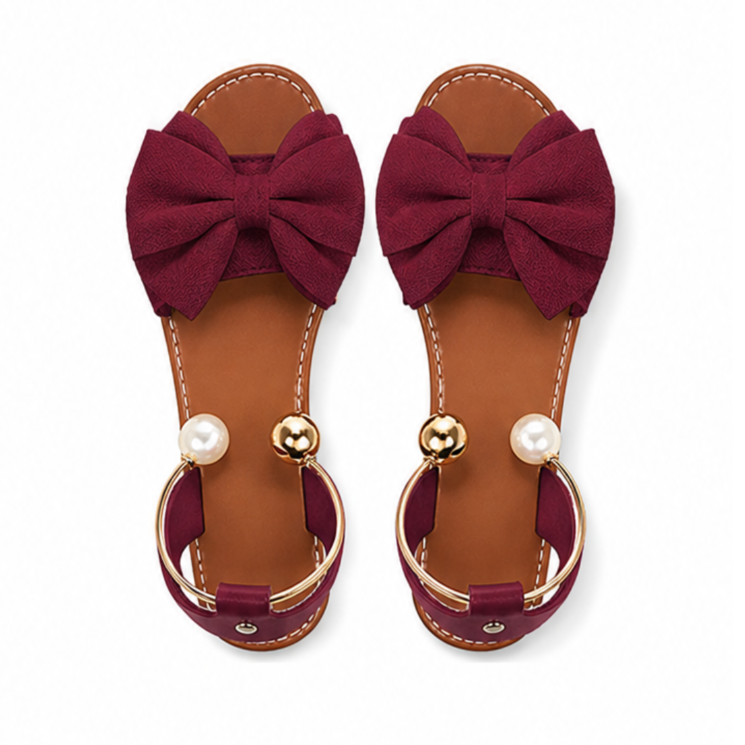 Sandals Women - Pearl Cuff Sandals with Bow Detail