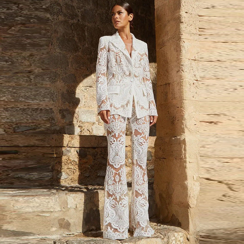 Set Women - Mesh Blazer Pants Outfit