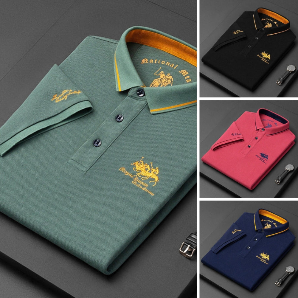 Polo Shirt Men - Fitted Polo Shirt with Ribbed Collar