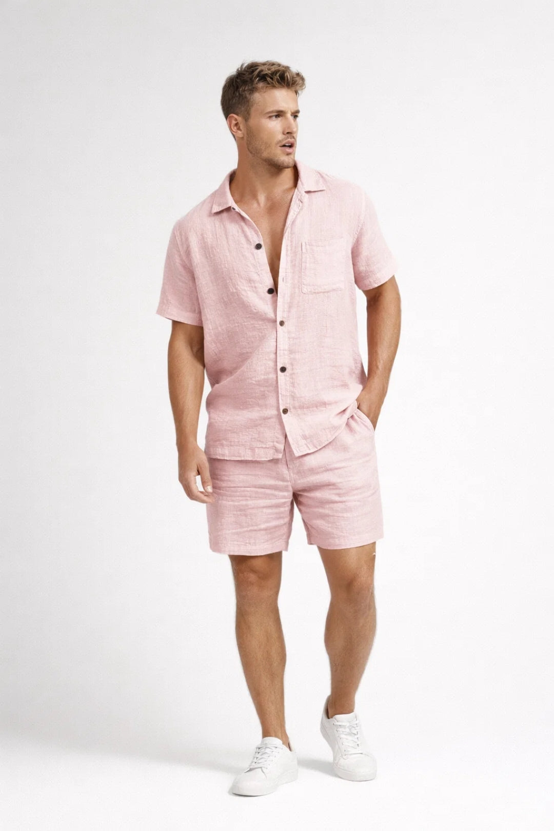 Set Men - Two-Piece Casual Outfit with Button Front