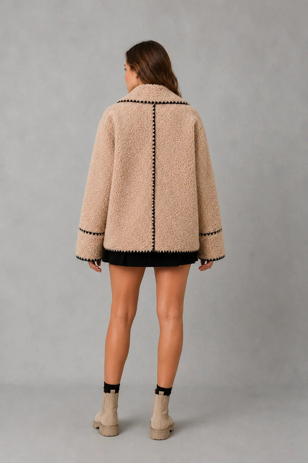 Jacket Women - Teddy Fleece Jacket with Notch Collar