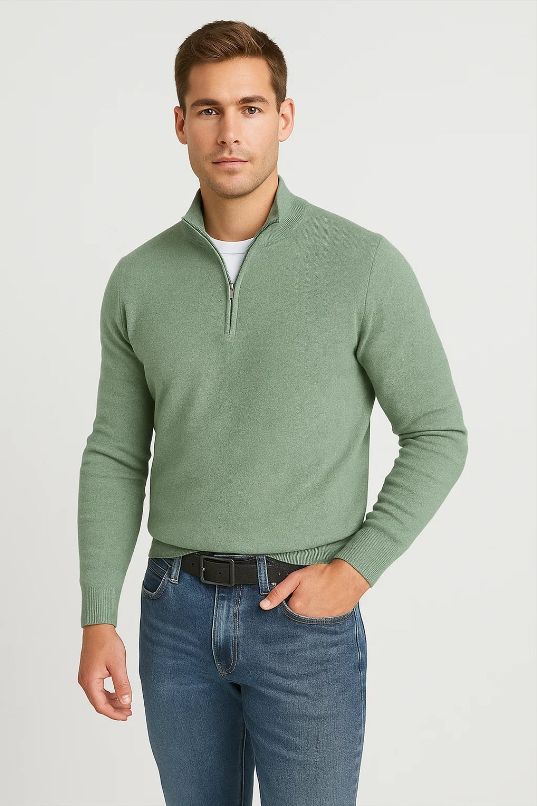 Pullover Men - Relaxed Soft Style Pullover with Half-Zip