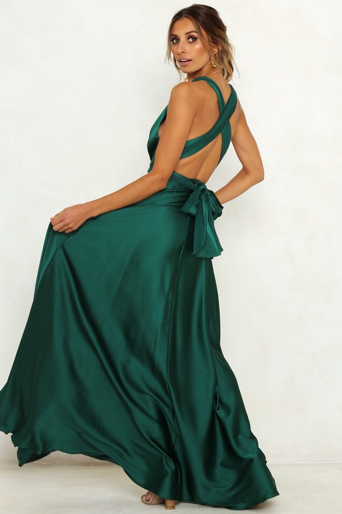 Maxi Dress Women - Sleeveless Wrap Maxi Dress with Tie Belt