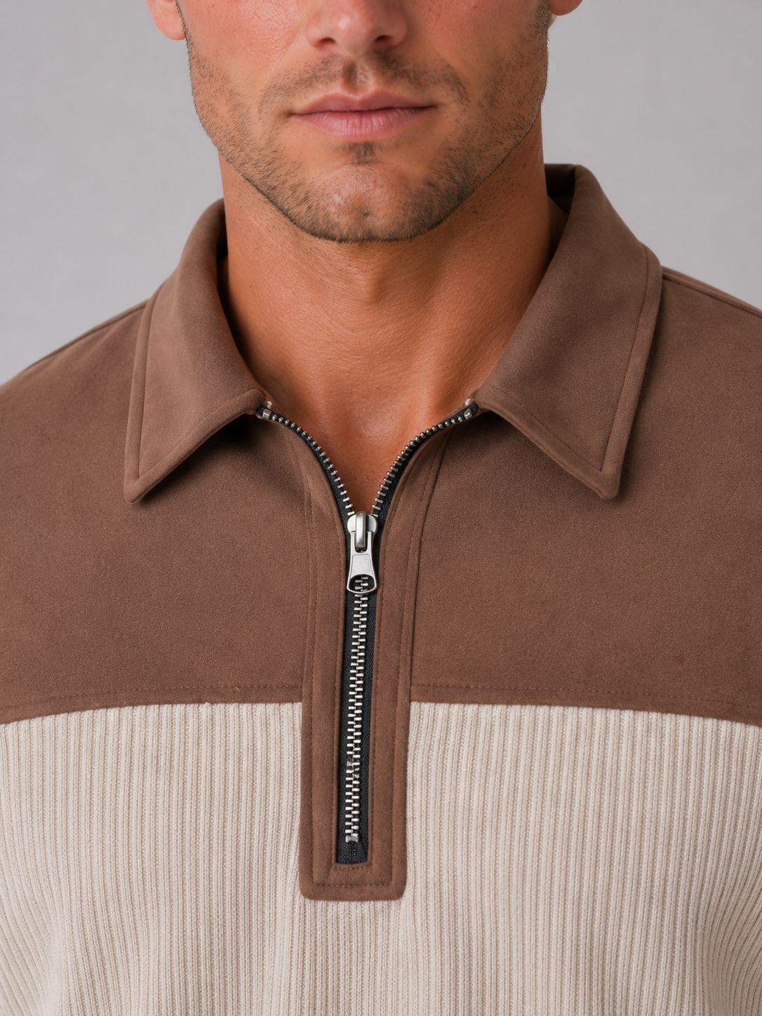 Jumper Men - Quarter Zip Jumper with Contrast Patches