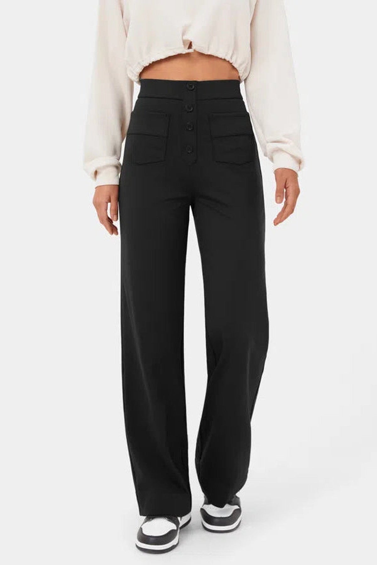 Trousers Women - Trousers with Button Front