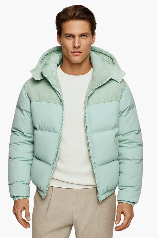 Jacket Men - Warm Cold Weather Puffer Jacket with Hood