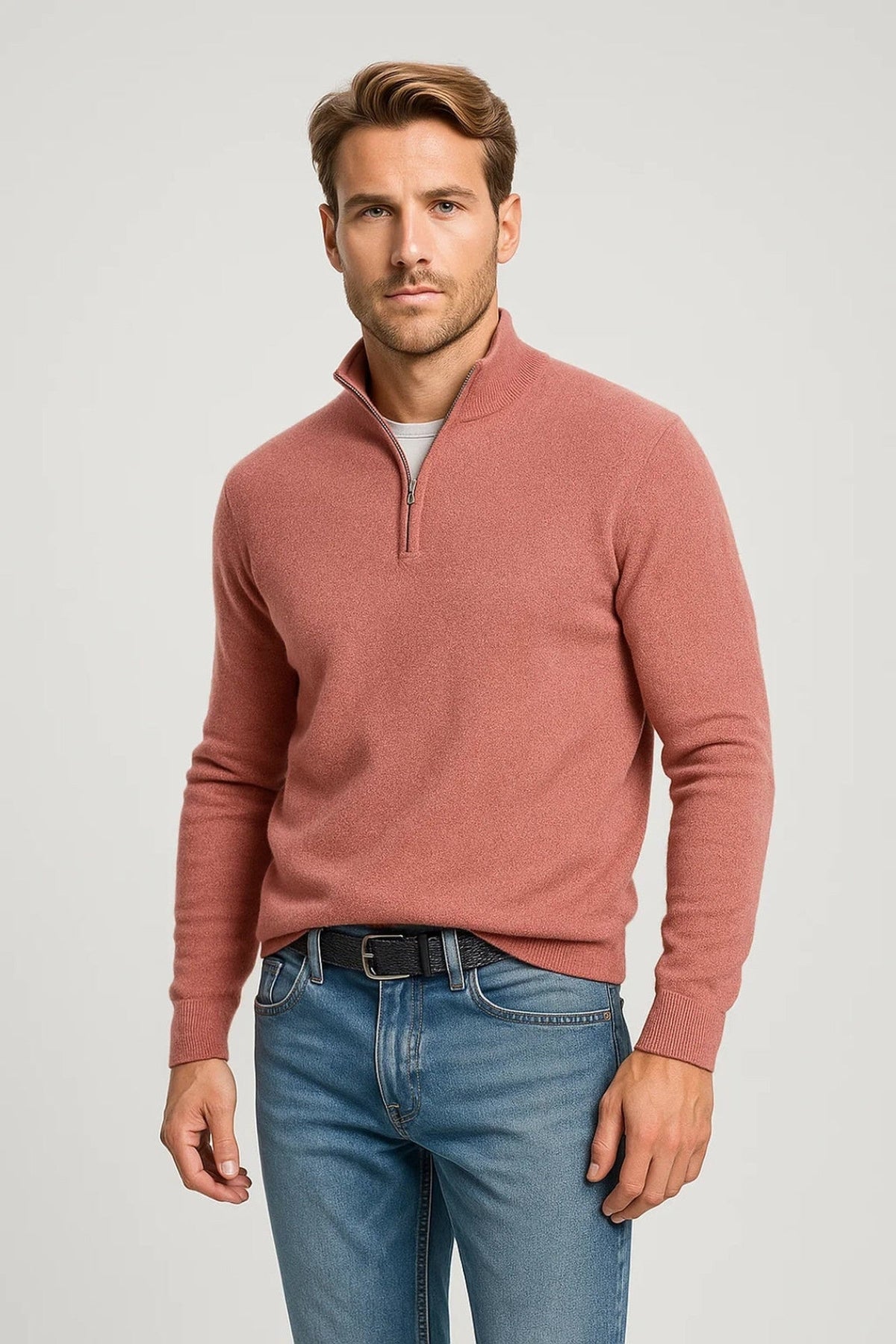 Pullover Men - Relaxed Soft Style Pullover with Half-Zip