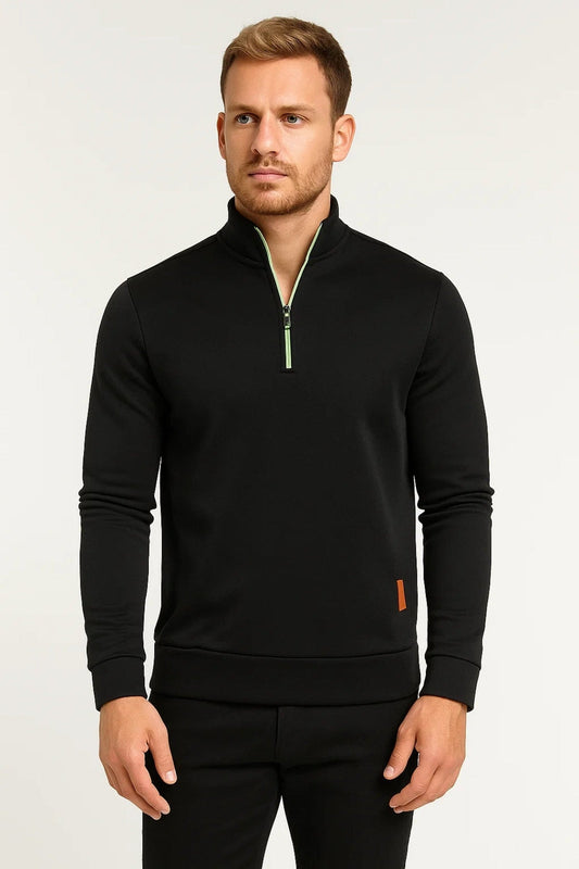 Pullover Men - Sporty Comfort Everyday Pullover with Half-Zip