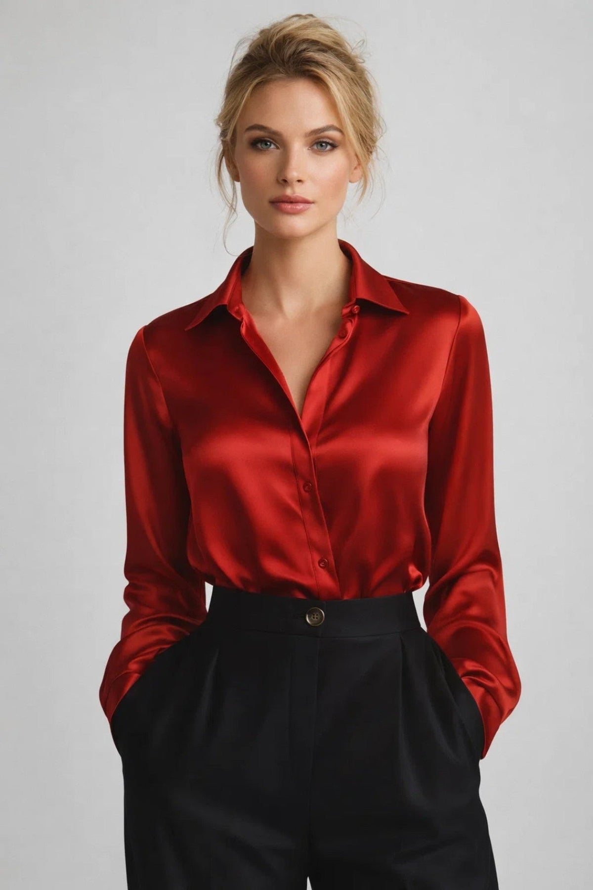 Blouse Women - Versatile Office Blouse with Collar