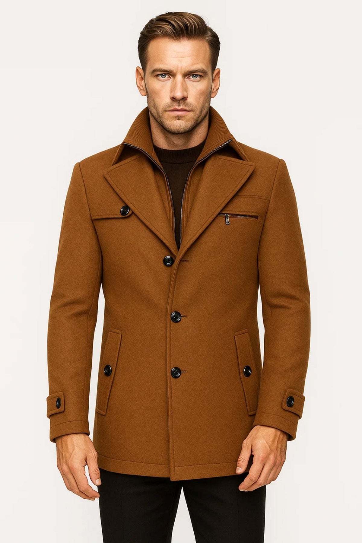 Jacket Men - Warm Notch Winter Jacket with Collar