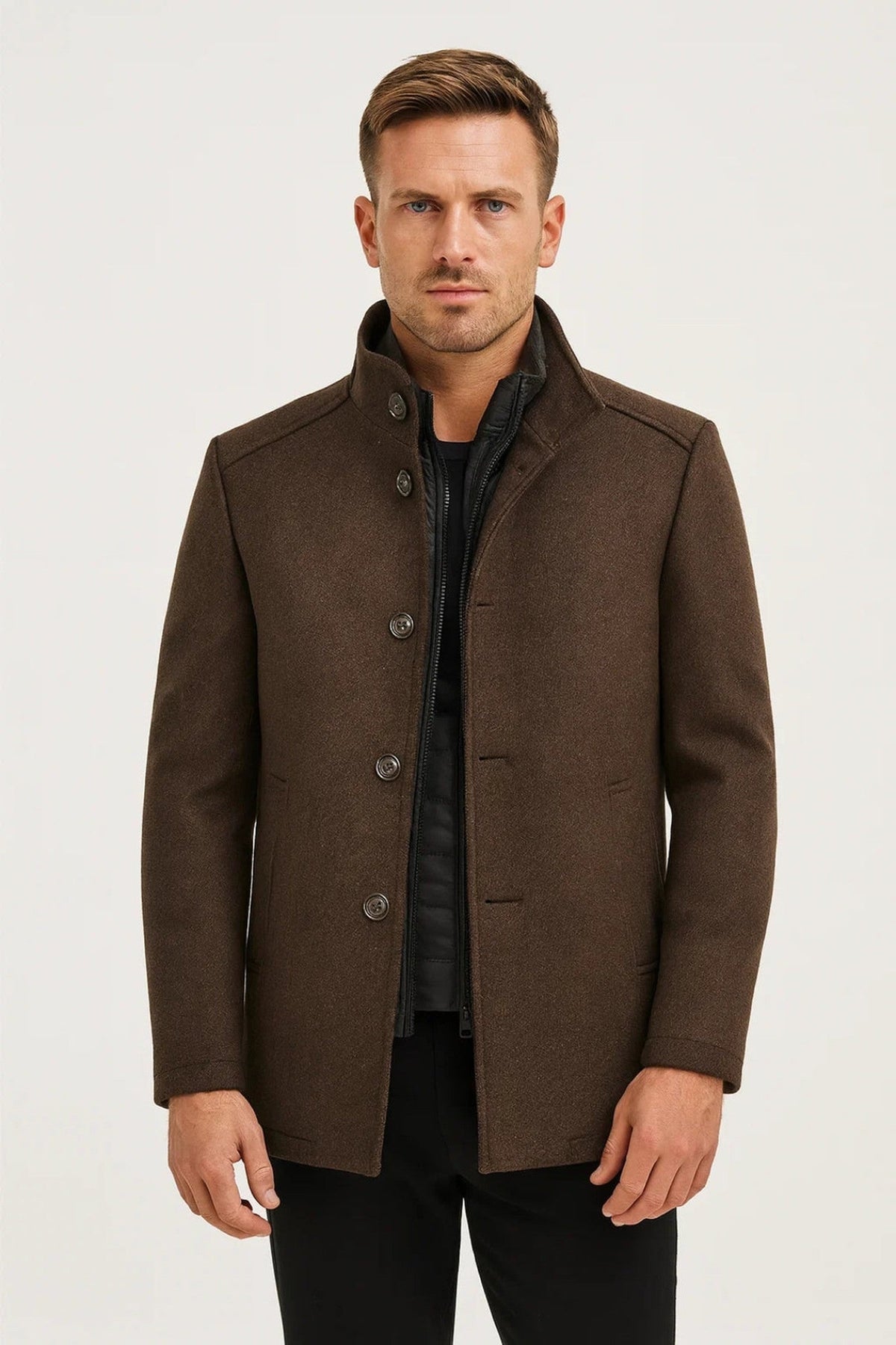 Jacket Men - Warm Closure Lined Jacket with Button Front