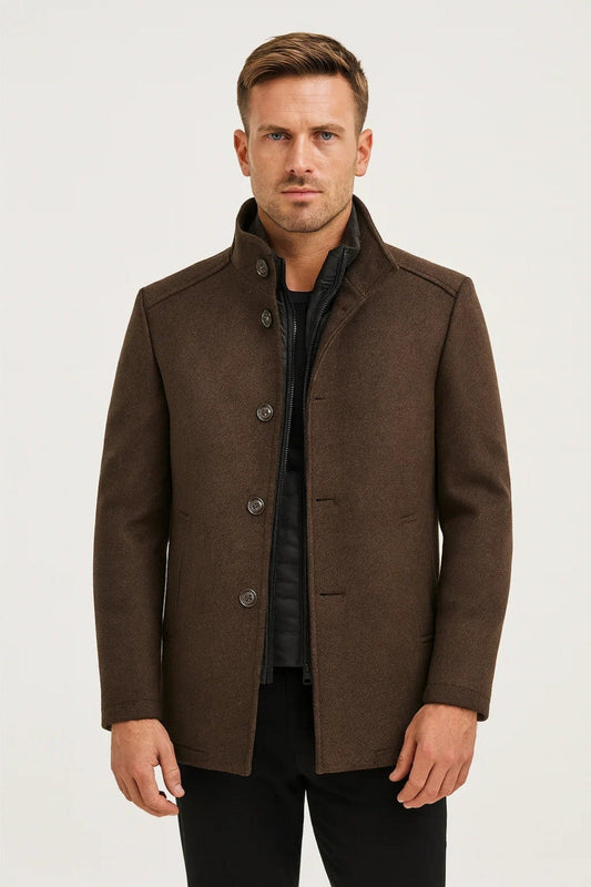 Jacket Men - Warm Closure Lined Jacket with Button Front