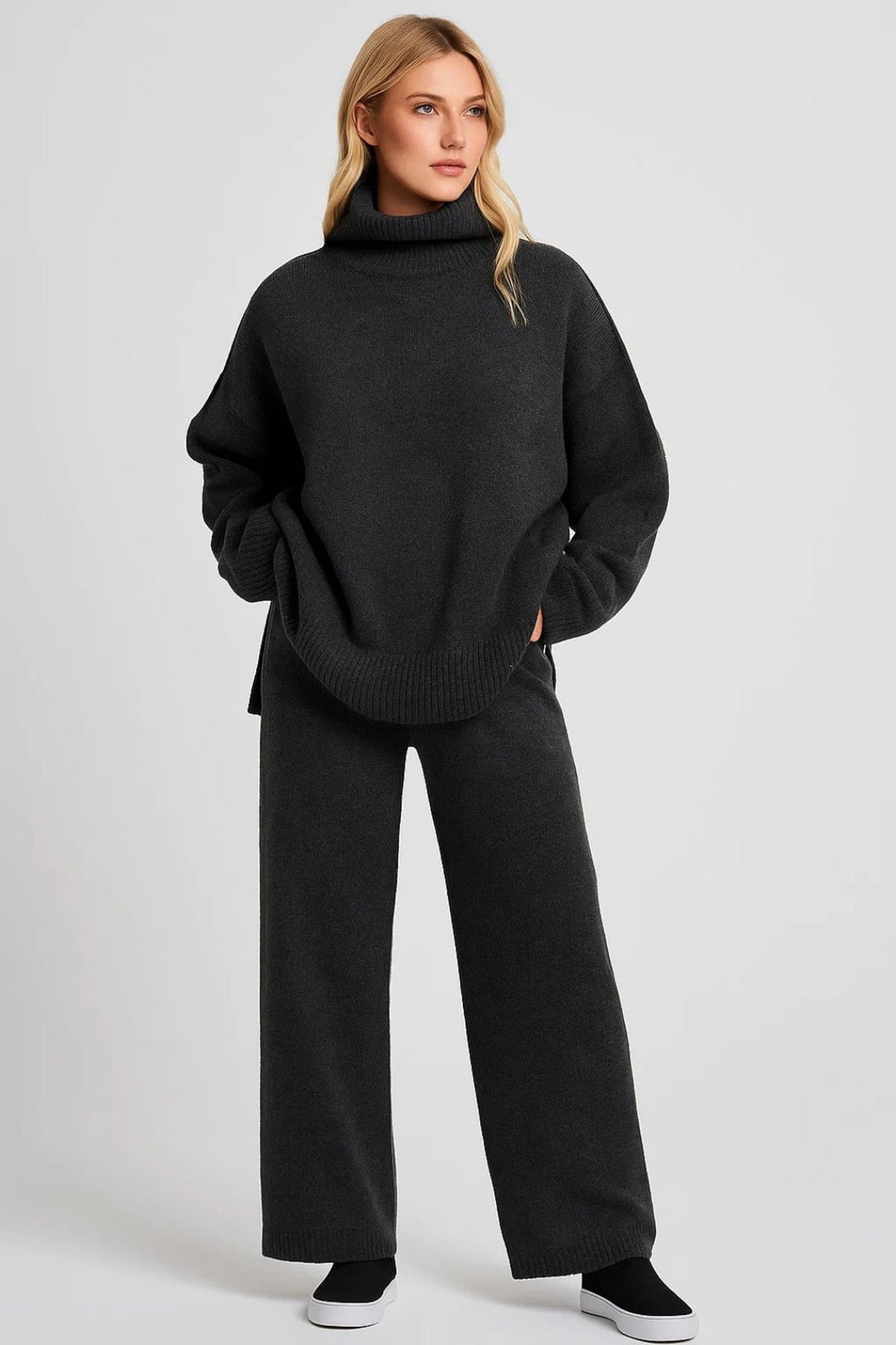 Loungewear Women - Wide Pants Set Loungewear with Turtleneck