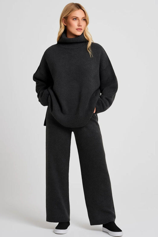 Loungewear Women - Wide Pants Set Loungewear with Turtleneck