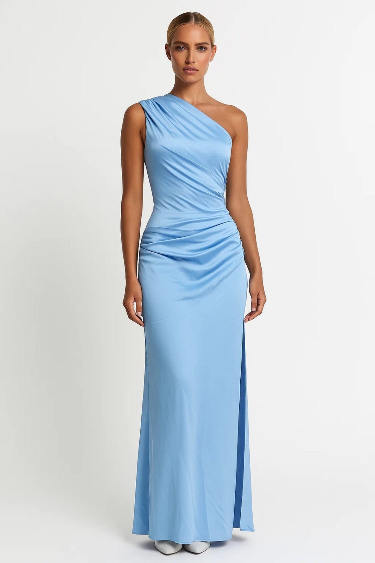 Dress Women - Maxi Form-Fit Evening Dress with One-Shoulder Neckline