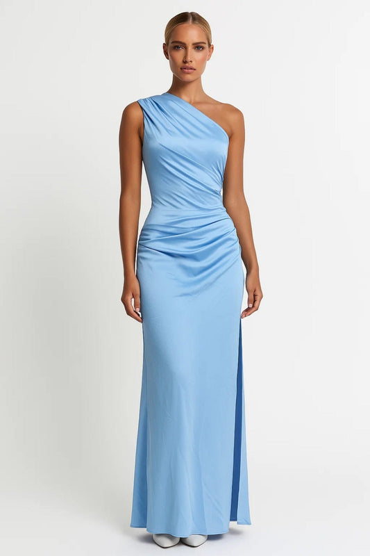 Dress Women - Maxi Form-Fit Evening Dress with One-Shoulder Neckline
