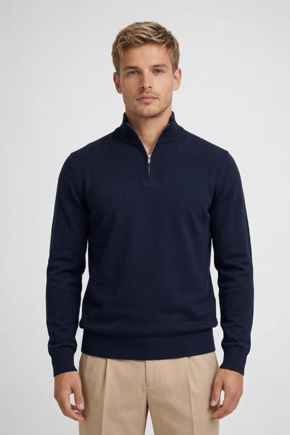 Pullover Men - Knit Troyer Pullover with Half-Zip