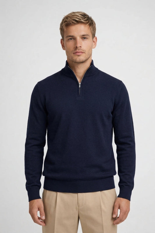 Pullover Men - Knit Troyer Pullover with Half-Zip