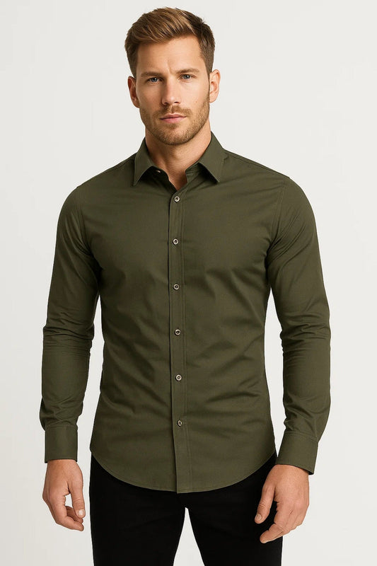 Shirt Men - Slim Fit Business Shirt with Long Sleeves