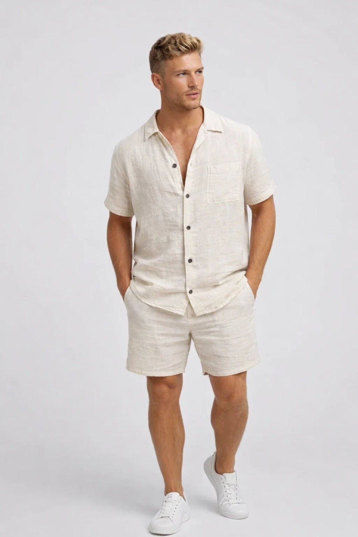 Set Men - Two-Piece Casual Outfit with Button Front