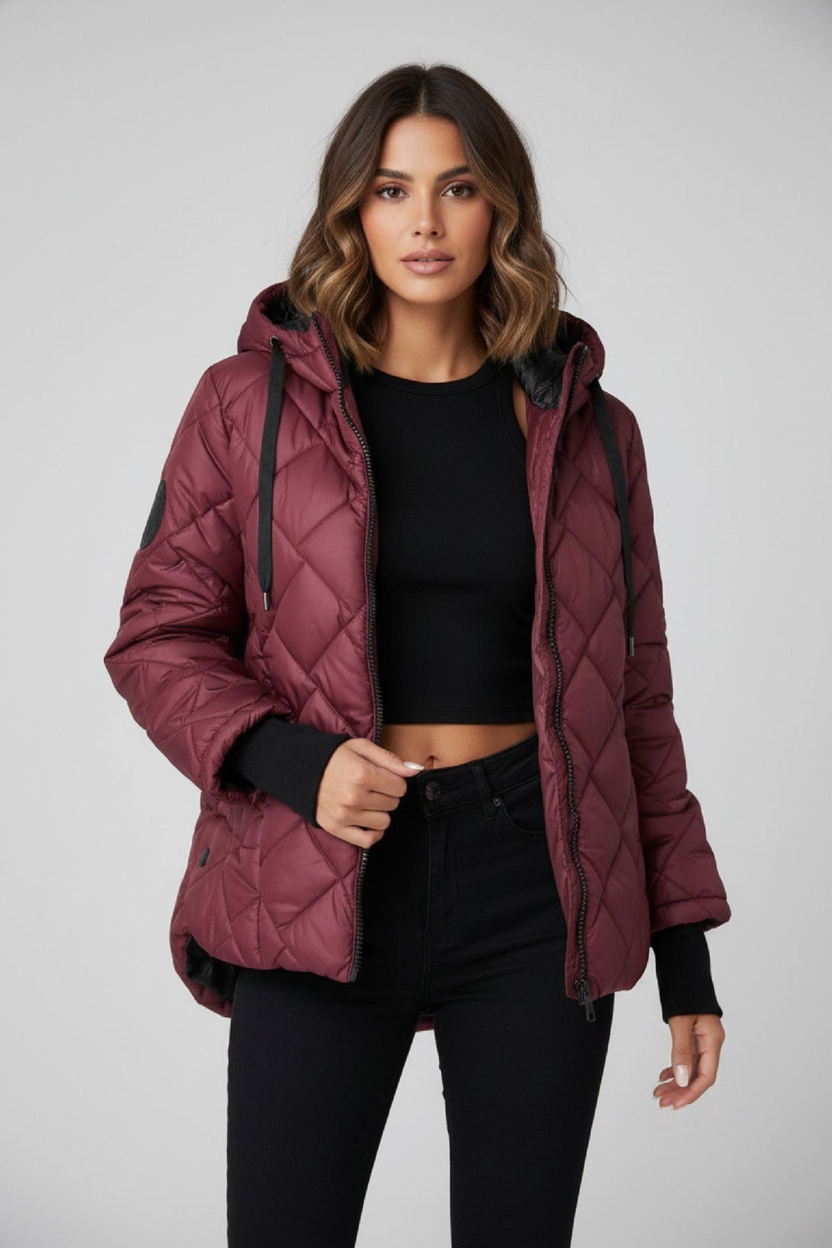 Jacket Women - Cropped Party Jacket with Feather Trim