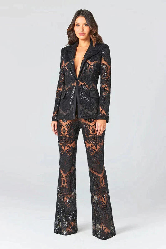 Set Women - Mesh Blazer Pants Outfit