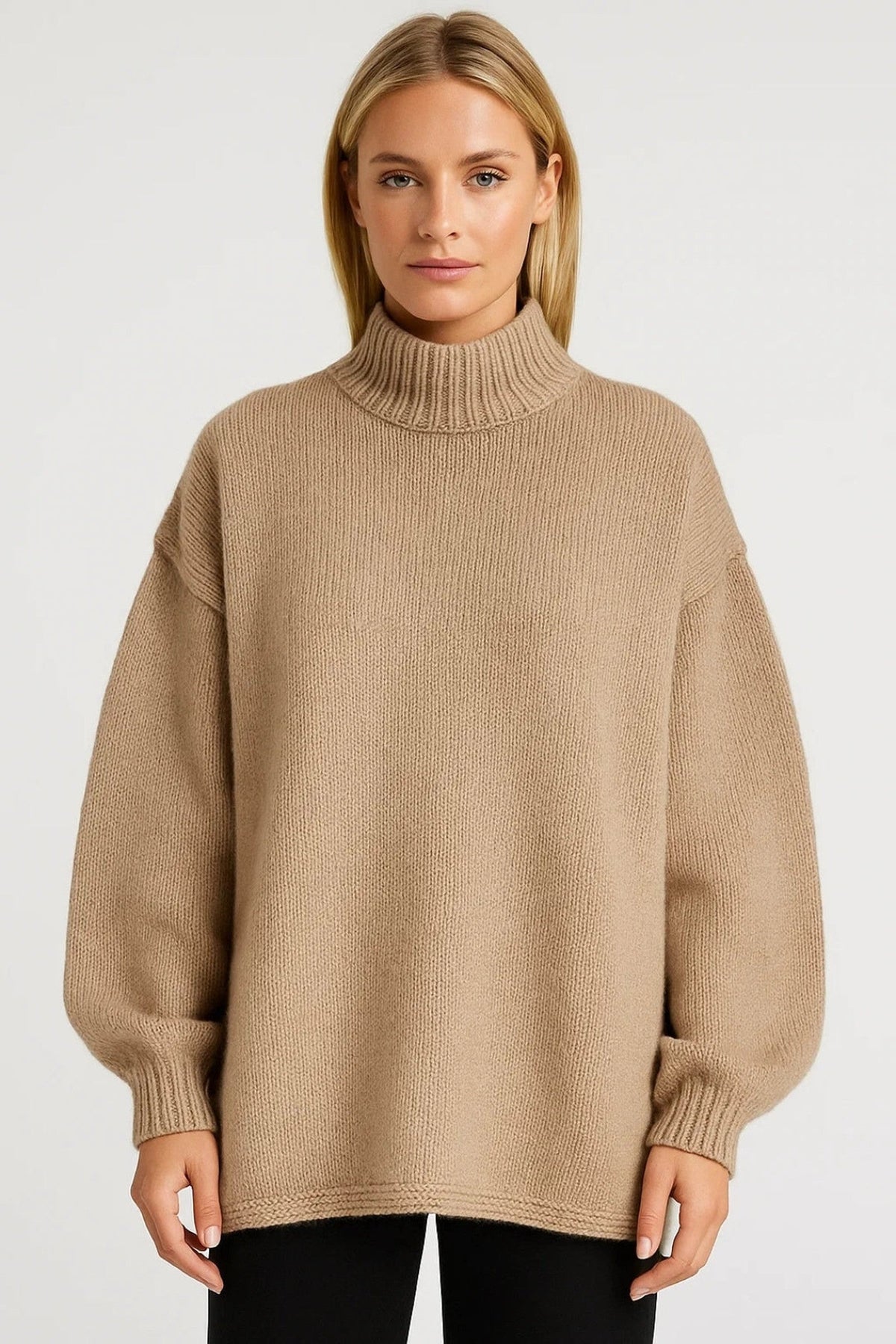 Sweater Women - Oversized Chunky Winter Sweater with Turtleneck