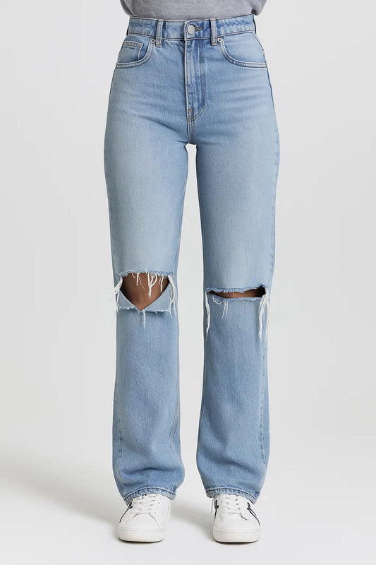 Jeans Women - Denim Distressed Stretch Jeans with High Waist