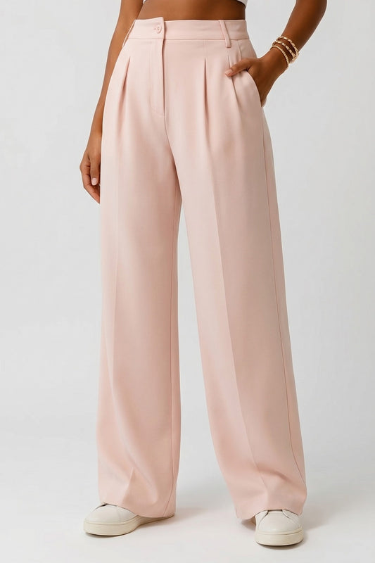 Trousers Women - Tailored Wide Leg Trousers with High Waist