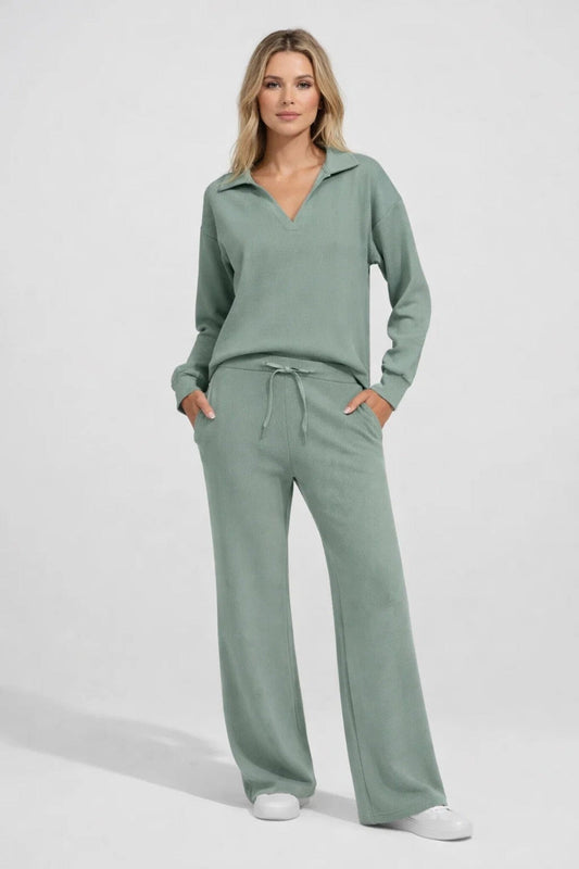 Tracksuit Set Women - Loose Jumper Trousers Polo Set
