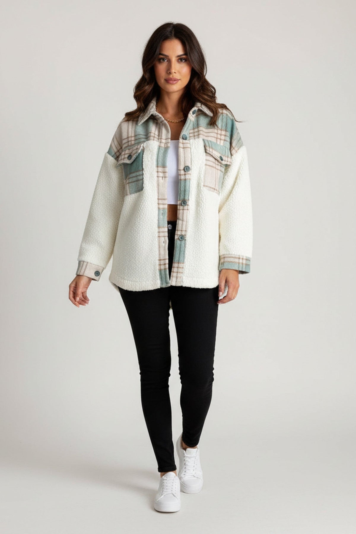 Jacket Women - Cotton Detail Casual Jacket with Pocket Detail