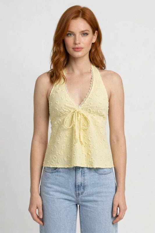 Top Women - Fitted Summer Top with Halter Neckline and V-Neckline