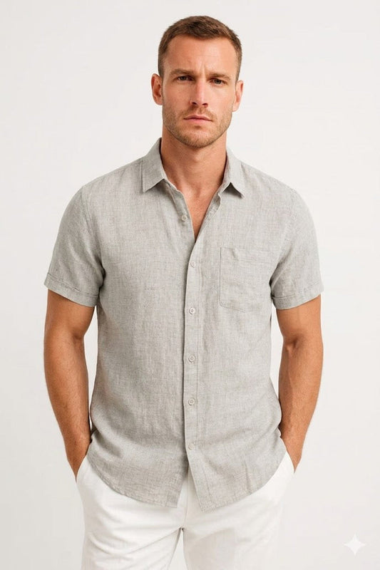 Shirt Men - Linen Breathable Regular Fit Shirt