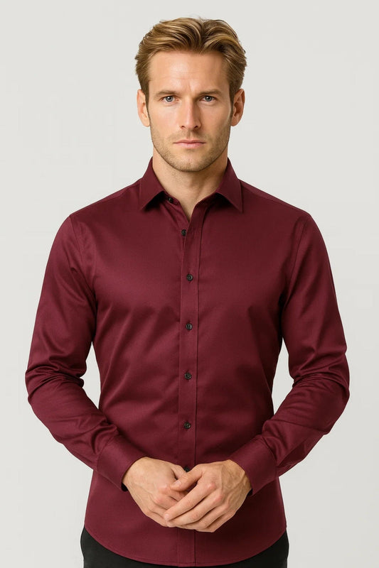 Fitted Shirt Men - Tailored Slim Fabric Shirt