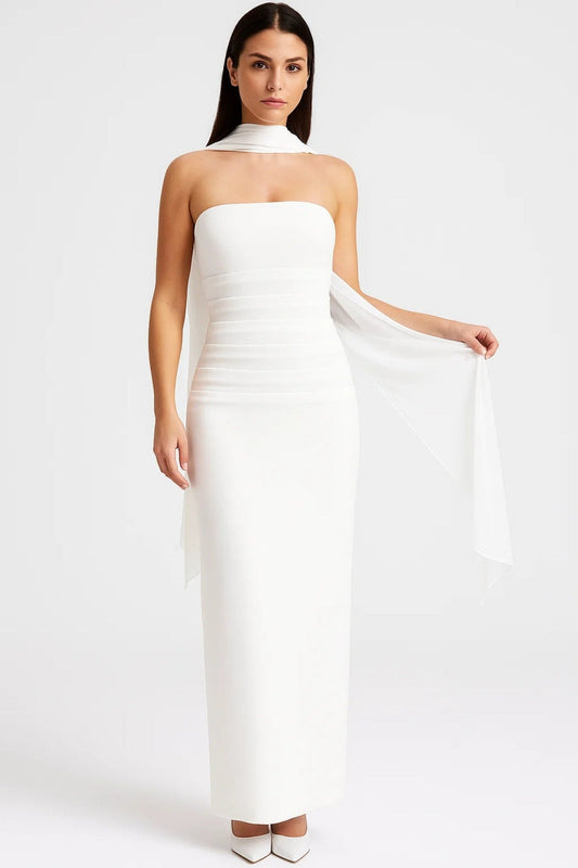 Maxi Dress Women - Fitted Formal Dress with Strapless Design
