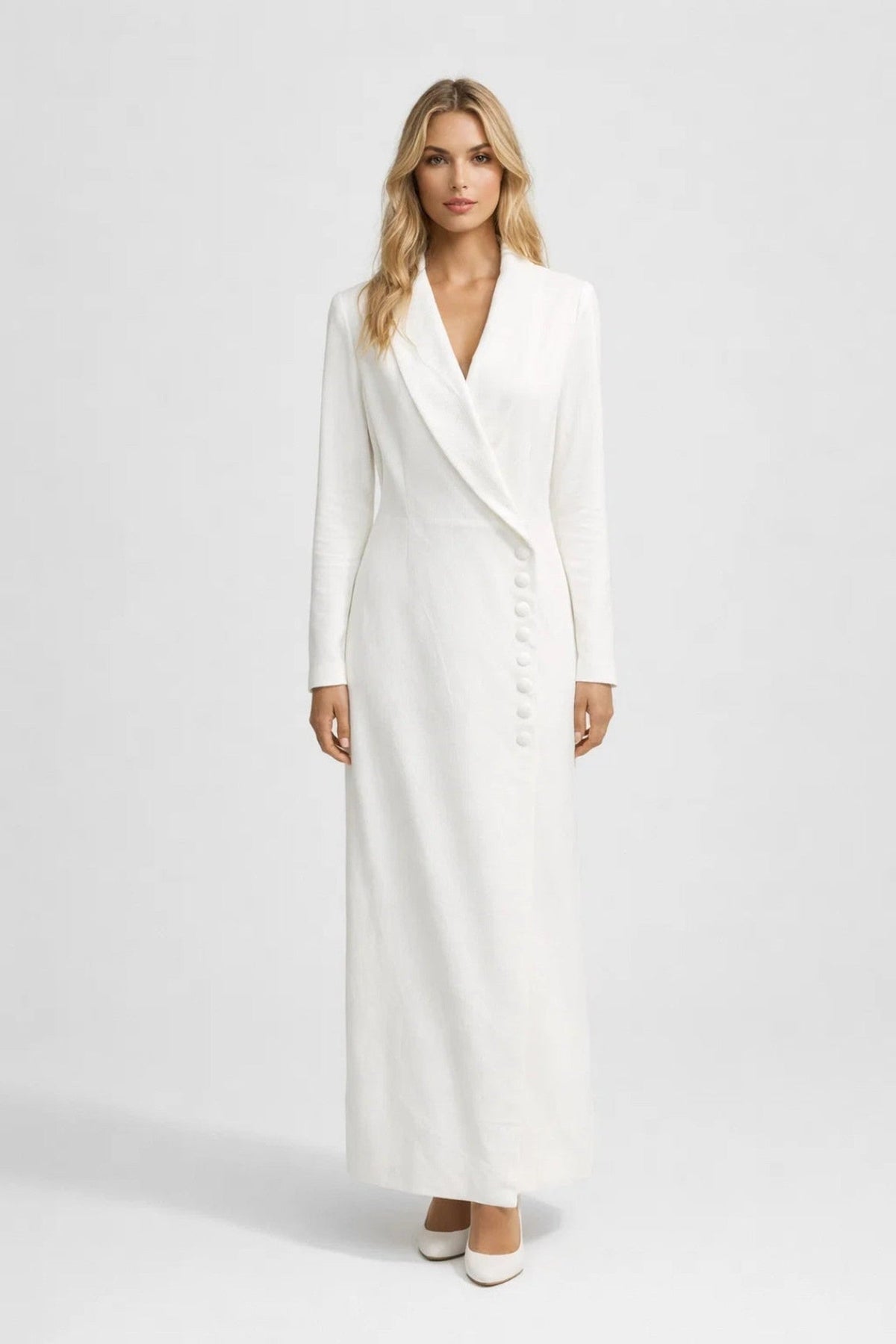 Maxi Dress Women - Blazer Style Dress with Long Sleeves