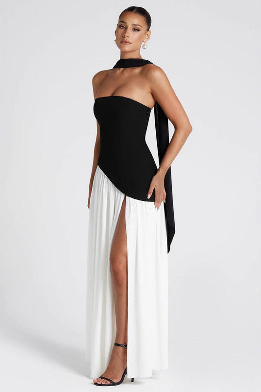 Maxi Dress Women - Corset Dress with Strapless Design