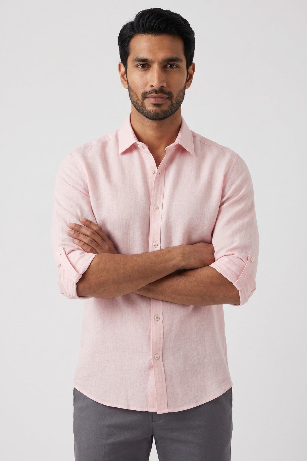Shirt Men - Linen Button Down Casual Shirt with Long Sleeves