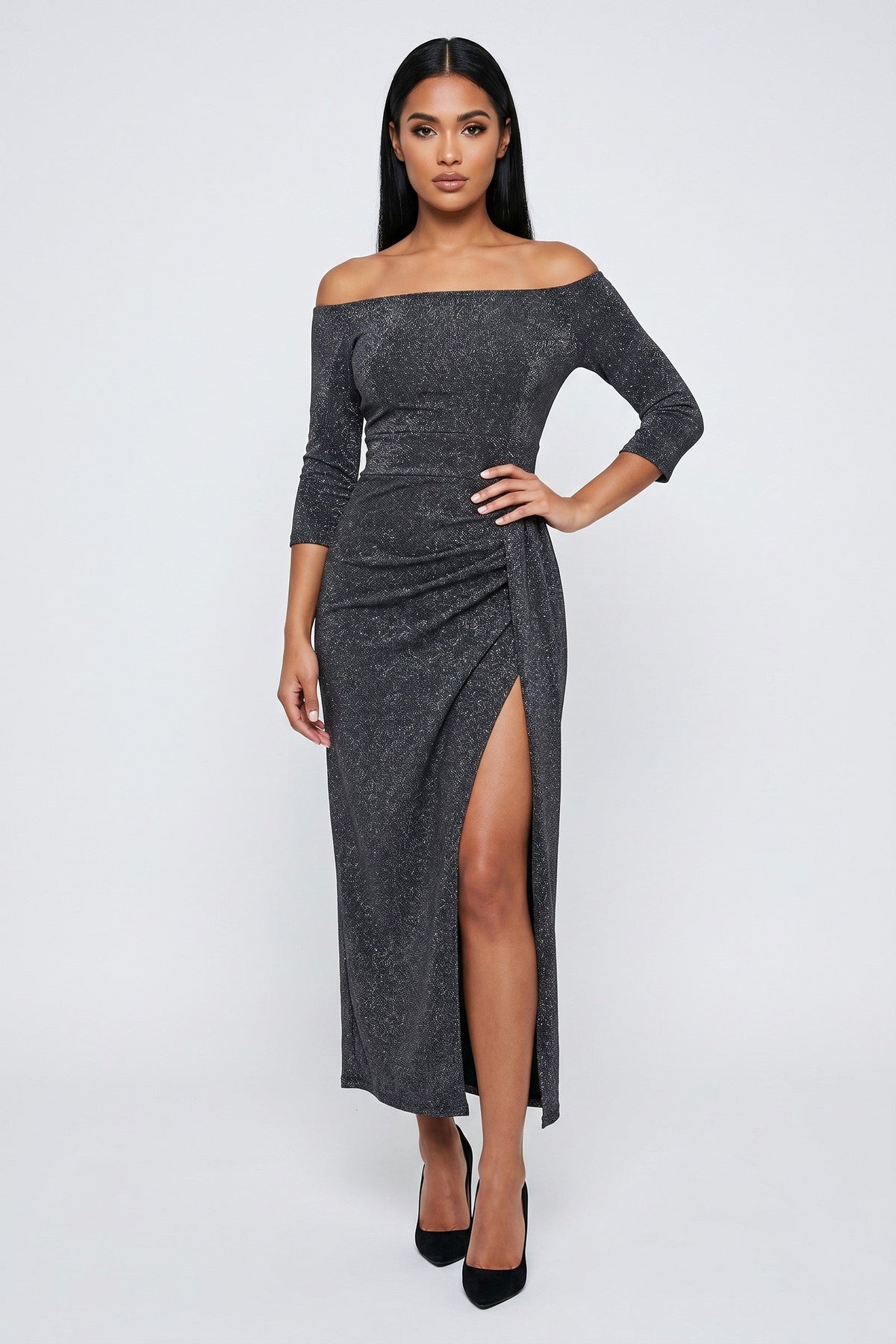 Maxi Dress Women - Glitter Maxi Dress with Flowing Skirt