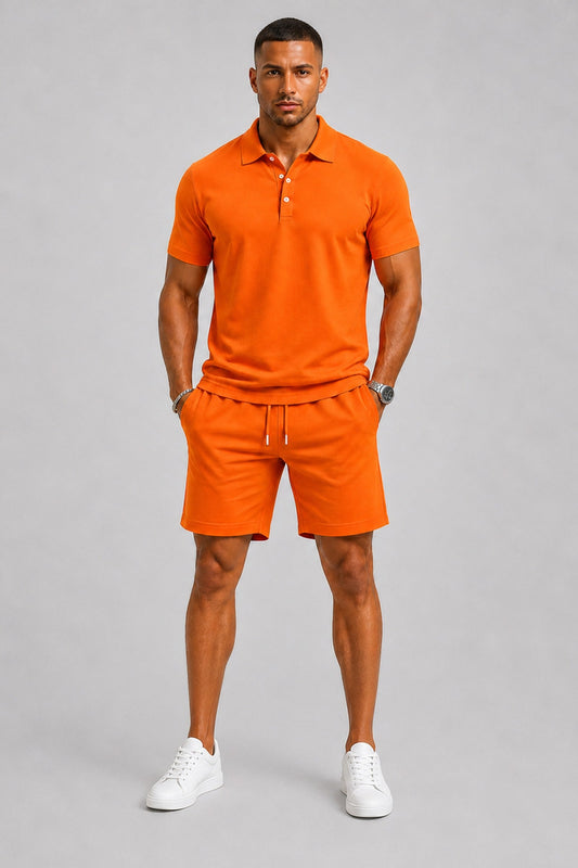 Set Men - Breathable Sports Two-Piece Summer Outfit with Polo and Shorts