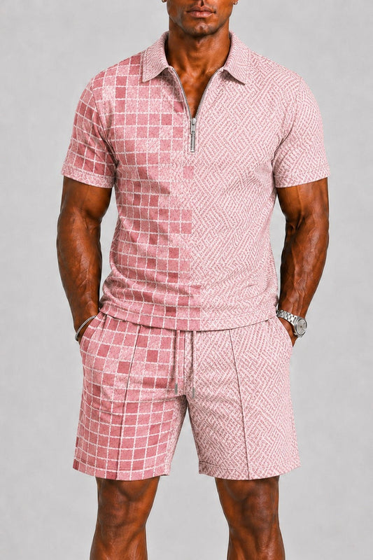 Set Men - Breathable Two-Piece Summer Outfit with Polo and Shorts