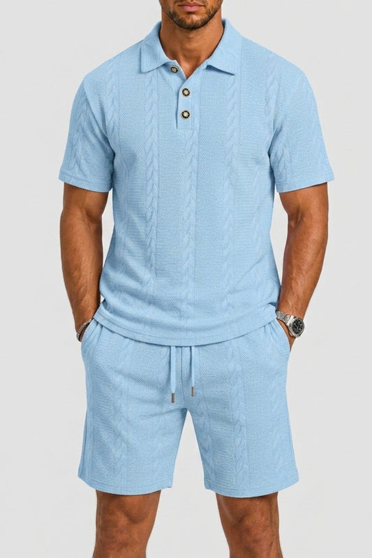 Set Men - Structured Two-Piece Summer Outfit with Polo and Shorts